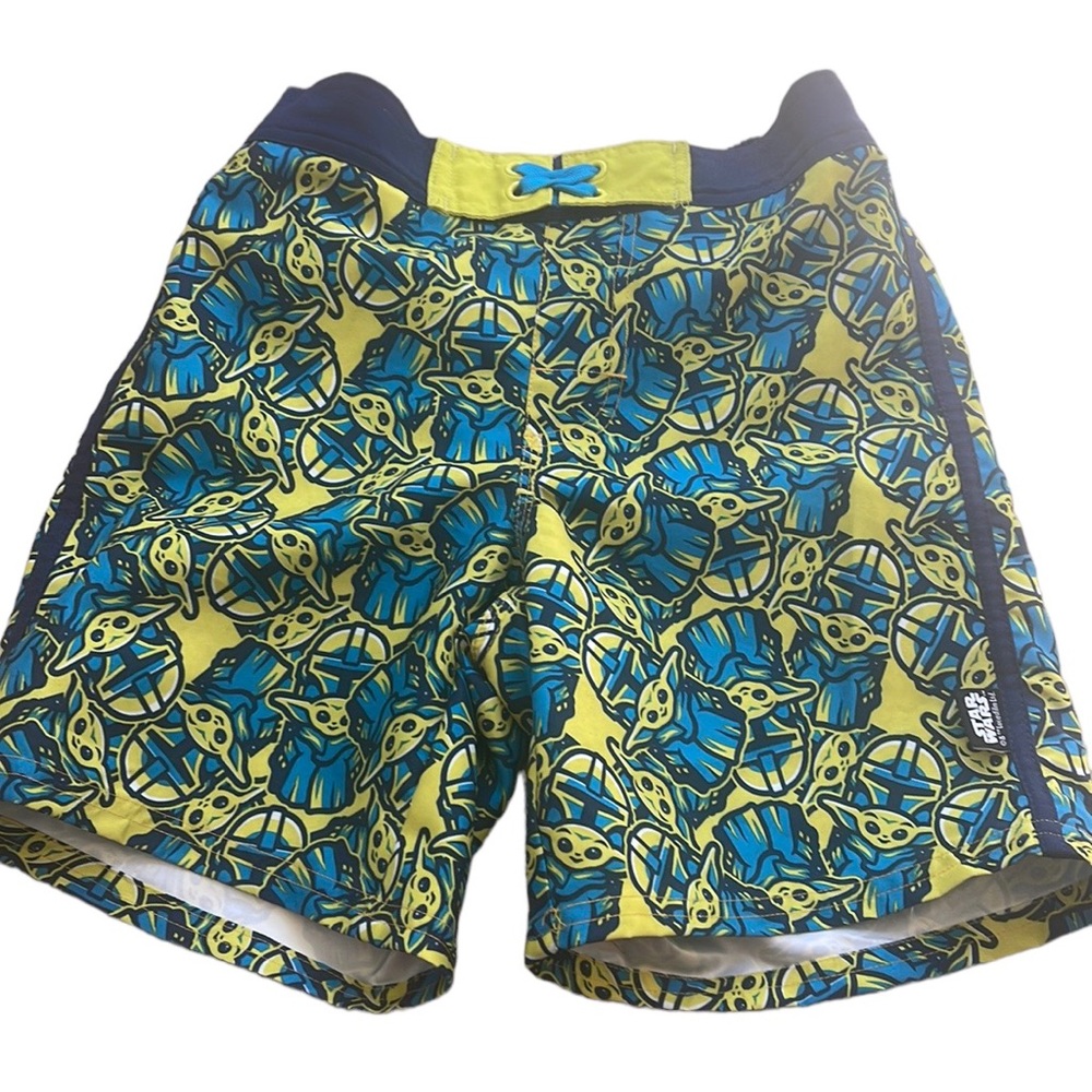 Disney Yoda Boys Swim Trunks Star Wars The Mandalorian Swimsuit Shorts Size 5/6